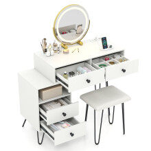 Schminktisch-Set mit drehbarem Spiegel, Beleuchtung und Hocker