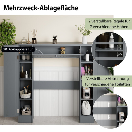 WC-Schrank mit verstellbaren Einlegeböden, Grau 2