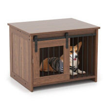 Hundebox mit Schiebetür, Metall & Holz, 80 x 60 x 60 cm