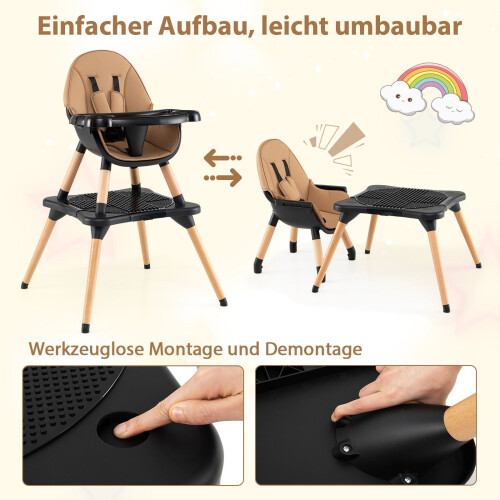 6-in-1-Babyhochstuhl mit Doppeltablett 2