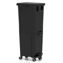Küchenmülleimer mit 3 Fächern, schwarz, 4 Räder