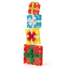 LED-Weihnachtsgeschenkbox-Set - 4 mehrfarbig beleuchtete Boxen