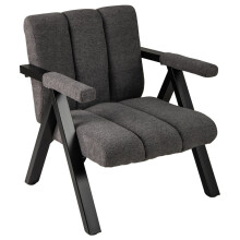 Grauer Lounge-Sessel mit Armlehnen und Metallgestell