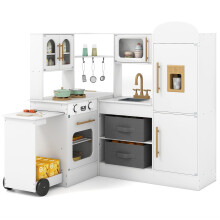 Cocina de juguete de madera esquinera con luz y sonido, color blanco