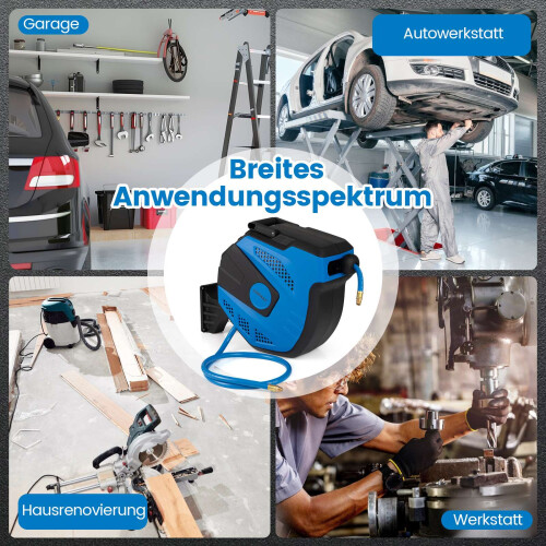 Avvolgitubo automatico per aria compressa, 15 m + 1,5 m, kit di montaggio a parete 2