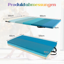 Colchoneta de gimnasia plegable 180x120 cm, azul, espuma de PU
