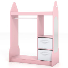 Armario infantil con espejo, rosa, 107 cm