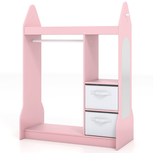 Armario infantil con espejo, rosa, 107 cm