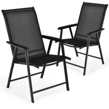 2-teiliges Set klappbarer Outdoor-Stühle, schwarz, wetterfestes Gewebe