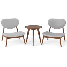 3-teiliges Lounge-Set mit Tisch und 2 Stühlen, Hellgrau