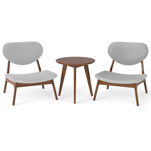 3-teiliges Lounge-Set mit Tisch und 2 Stühlen, Hellgrau