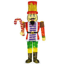 170 cm großer Weihnachtsnussknacker mit Zuckerstange - LED-Beleuchtung