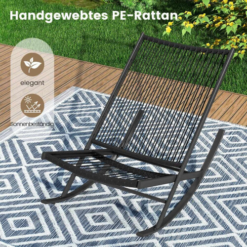Conjunto de patio de ratán de 3 piezas con mecedoras y mesa 2