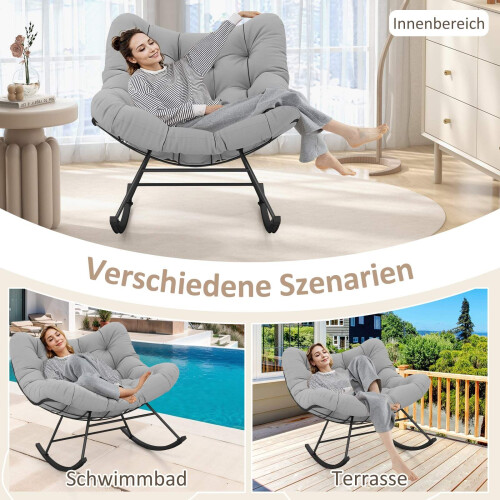 Sedia a dondolo oversize per interni/esterni con cuscino 2