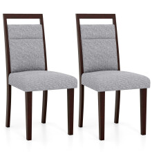 2-teiliges Esszimmerstuhl-Set, gepolsterte Sitzfläche und Rückenlehne, Grau