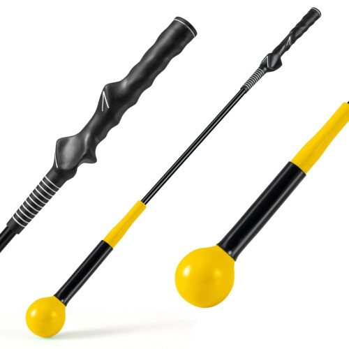Golfschwungtrainer, 80 cm, beschwerter Kopf, Gelb