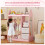 Armario infantil con espejo, rosa, 107 cm 3