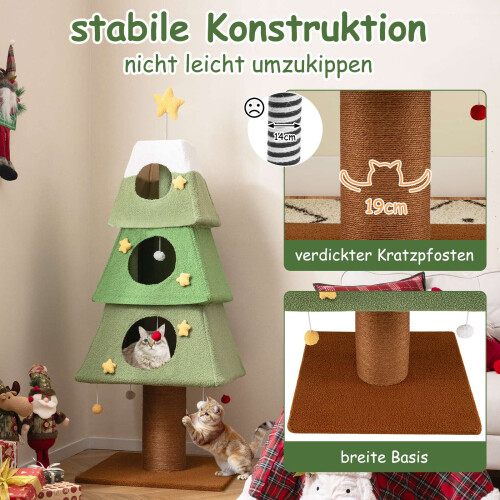 Weihnachtskratzbaum mit Sisalstamm, 162 cm, Grün 2