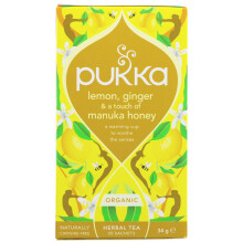 Pukka Herbal Teas Tea - Organic - Lemon Ginger and Manuka Honey - 20 Bags - Case of 6
