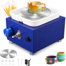 2000 Rpm 10/6.5 Cm Adjustable Speed Metal Turntable Pottery Wheel With Clay Shaping Tools And Included Abs Bowl.
