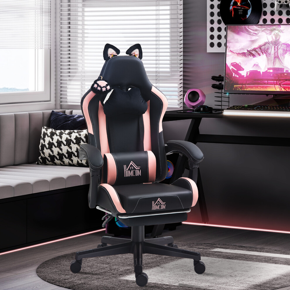 Homcom Gaming Chair With Footrest, Reclining Computer Chair, Black
