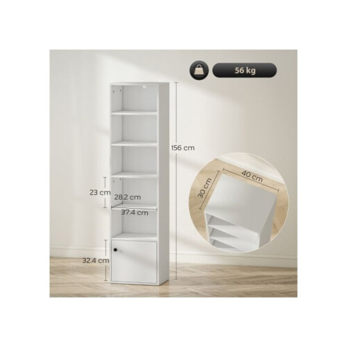 6-Tier 156 cm Tall Bookcase - White 2
