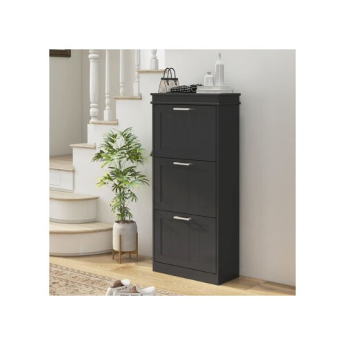 Three-Drawer Minimalistic Shoe Cabinet - Black 1