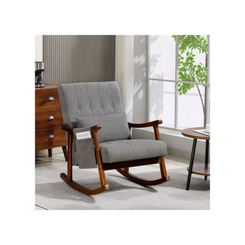 Wood Frame Rocking Accent Chair - Grey 1