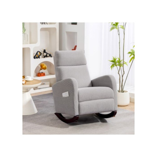 Corduroy Rocking Armchair - Grey 1