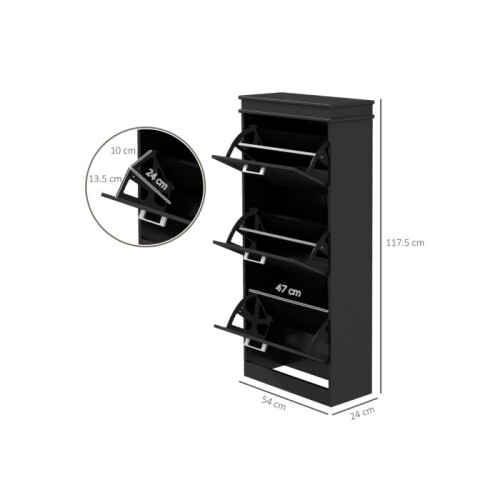 Three-Drawer Minimalistic Shoe Cabinet - Black 2