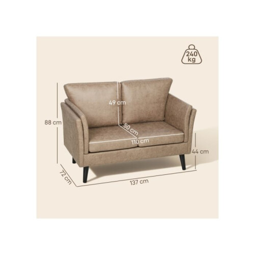 Two-Seater Leathaire Sofa - Light Brown 2