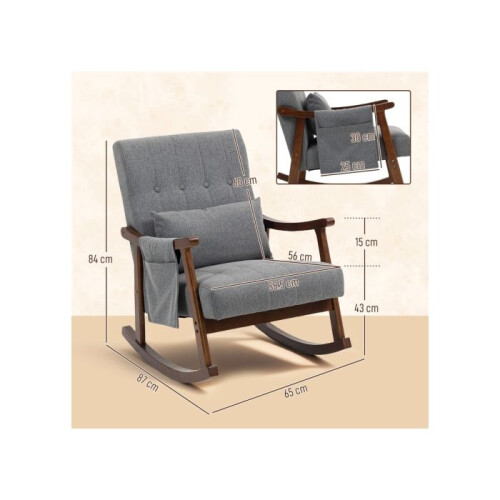 Wood Frame Rocking Accent Chair - Grey 2