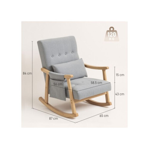 Wood Frame Rocking Accent Chair - Light Grey 2