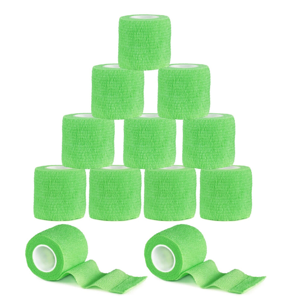 Tattoo Grip Cover Wrap 12pcs Phosphor Green Disposable Elastic NonSlip Handle Wrap for Tattoo Machine