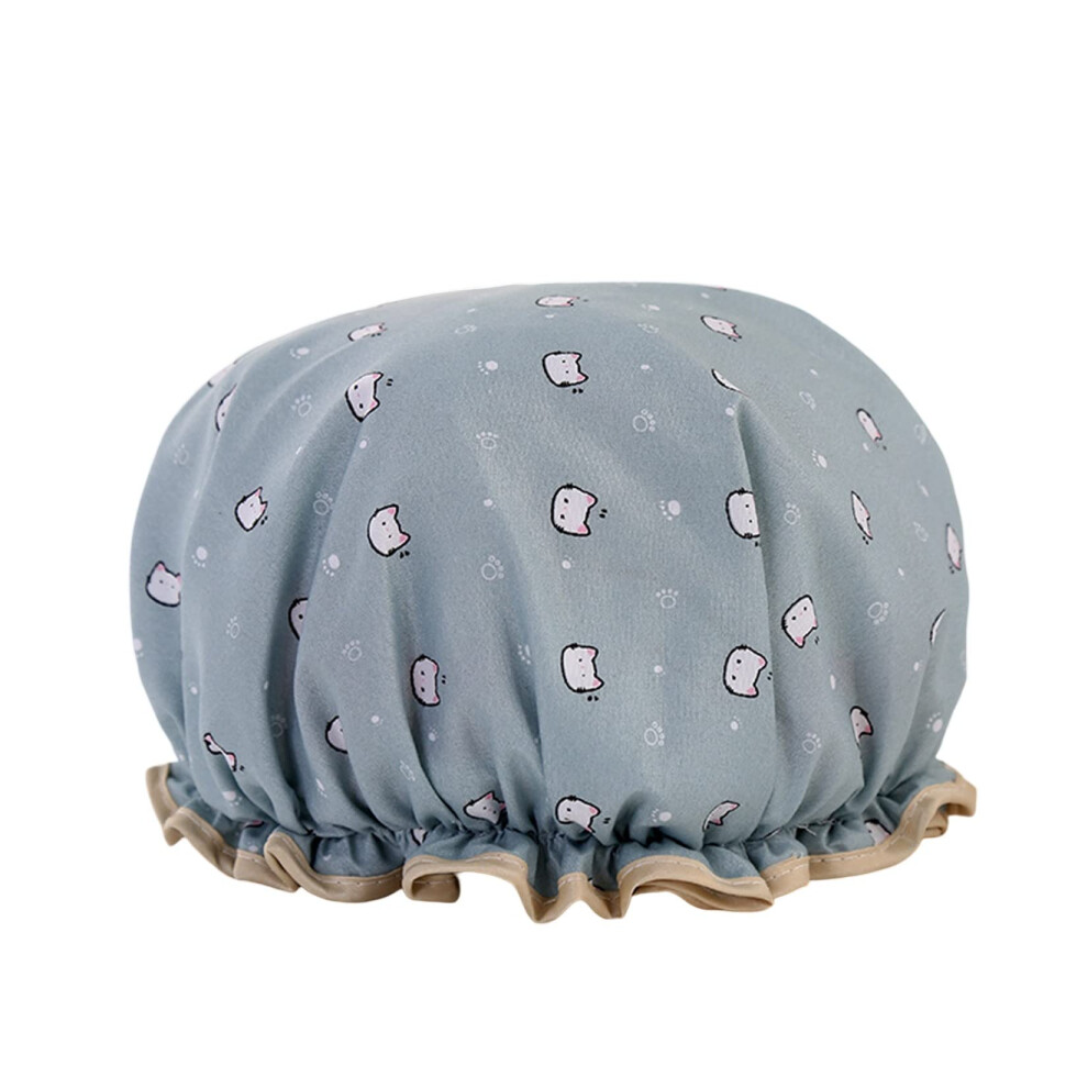 Shower Cap Waterproof Double Layer with Elastic Band Reusable Hair Protection for Women Spa Salon