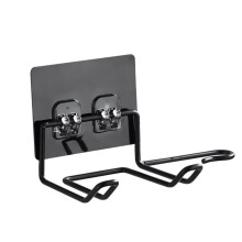2Pcs Wall Mounted Hair Dryer Holder with Multifunctional Hooks for Bathroom Space Saving Storage