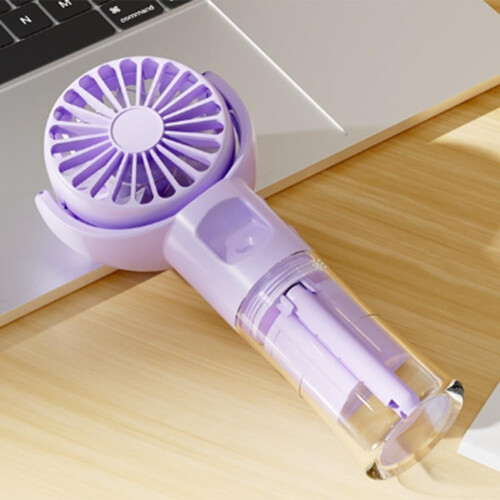 Handheld Misting Fan with Spray Function USB Rechargeable Cooling for Summer (Purple) 2