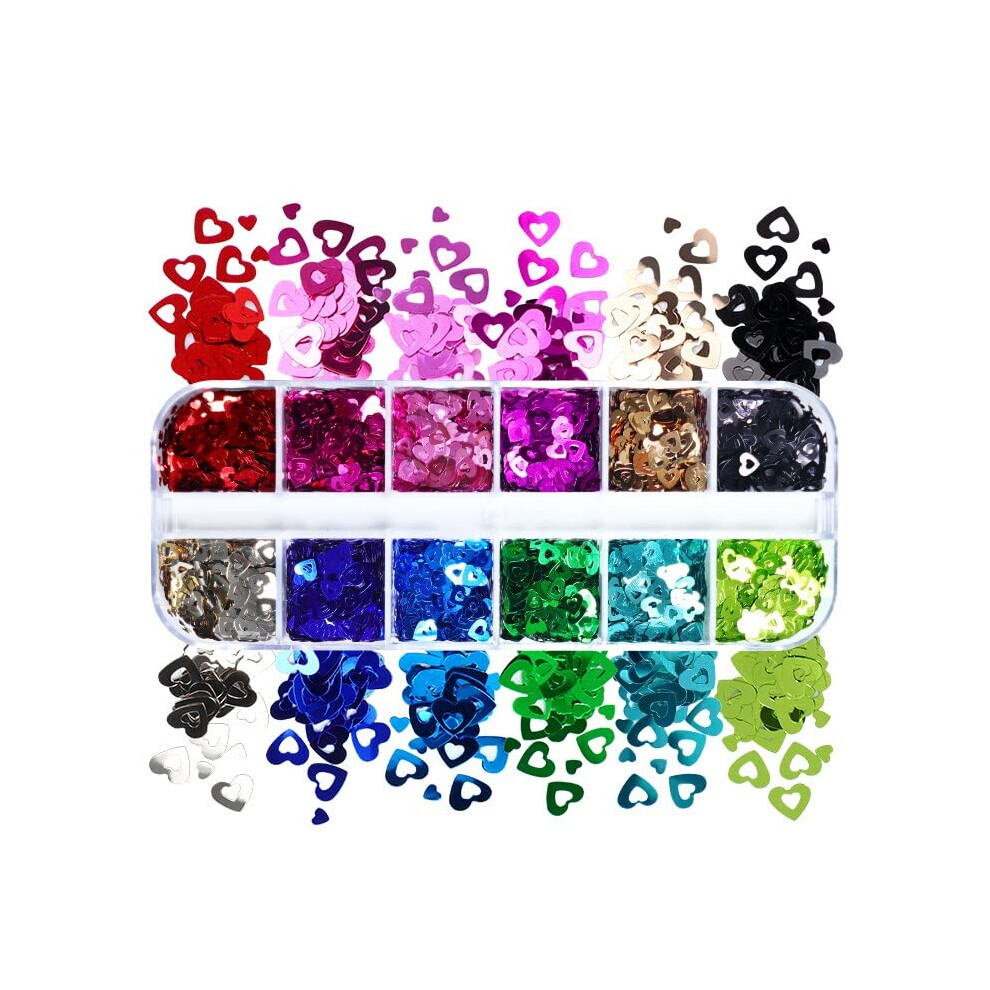 Nail Art Decorations with Multisize 3D Heart Glitter Flakes for EyeCatching DIY Manicure Design