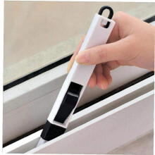 2 in 1 Window Gap Cleaning Brush with Dustpan for Vents and Keyboards, Compact Black