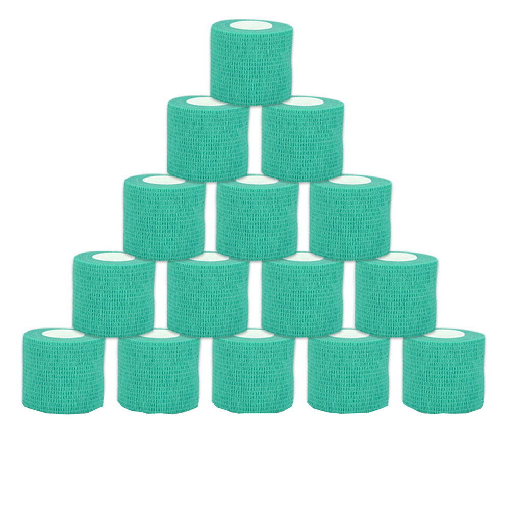 Green Tattoo Grip Tape 15Pcs 2.95'X5yards Elastic Cohesive Bandage Wrap Nonslip Vibration Reduction