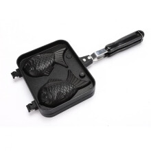 Fish Shaped Waffle Pan NonStick DualSided Taiyaki Maker with Ergonomic Handle Cast Aluminum