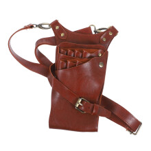 Hairdressing Scissor Pouch PU Leather Hair Stylist Tool Belt Brown Waist Bag 23x15cm