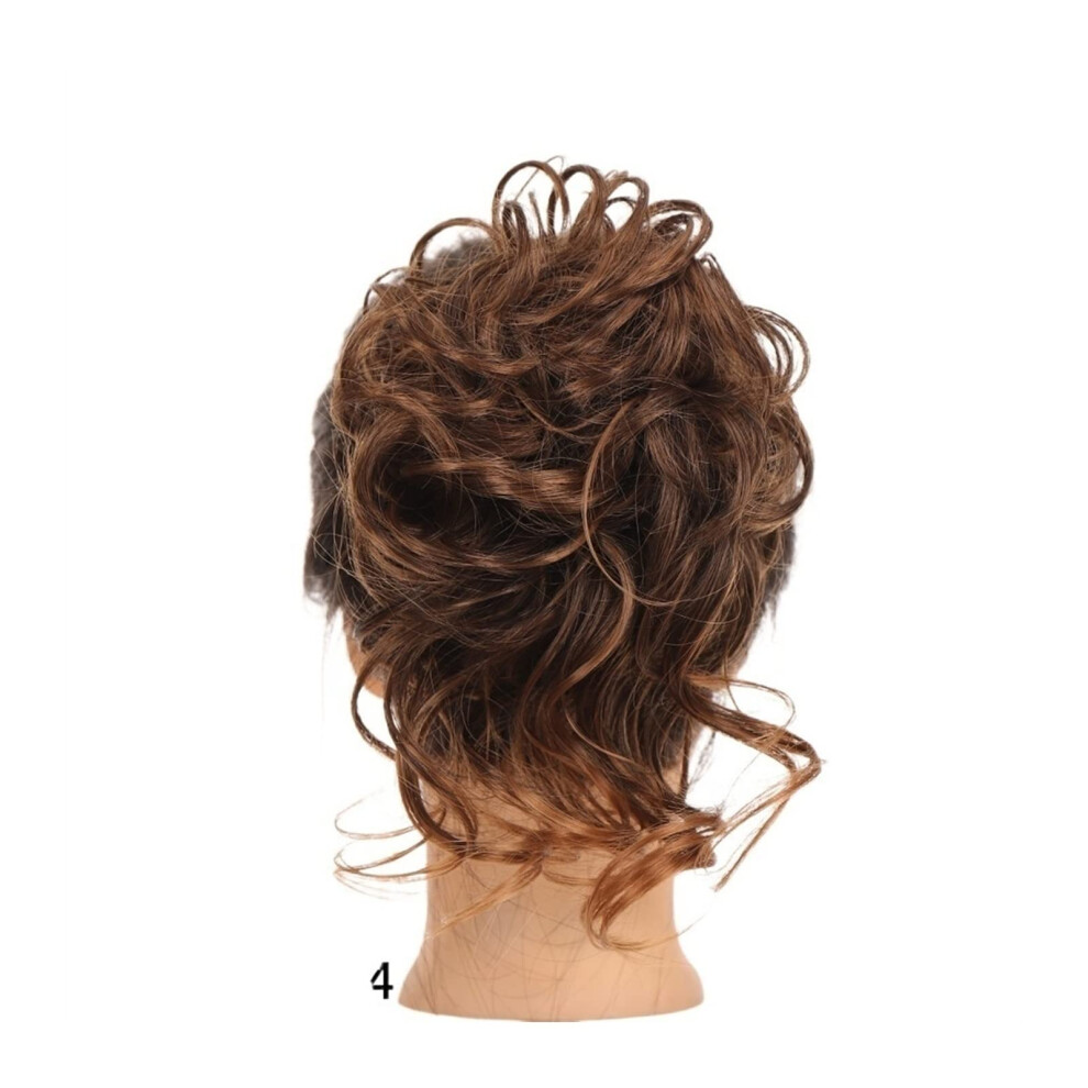 Unisex Messy Bun Hairpiece With Heatresistant Fibers, Wavy Synthetic Bun Extension With Secure Elastic Fit