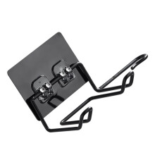 2Pcs Adhesive Wall Mounted Hair Dryer Holder Rustproof Stainless Steel Bathroom Rack Black and White