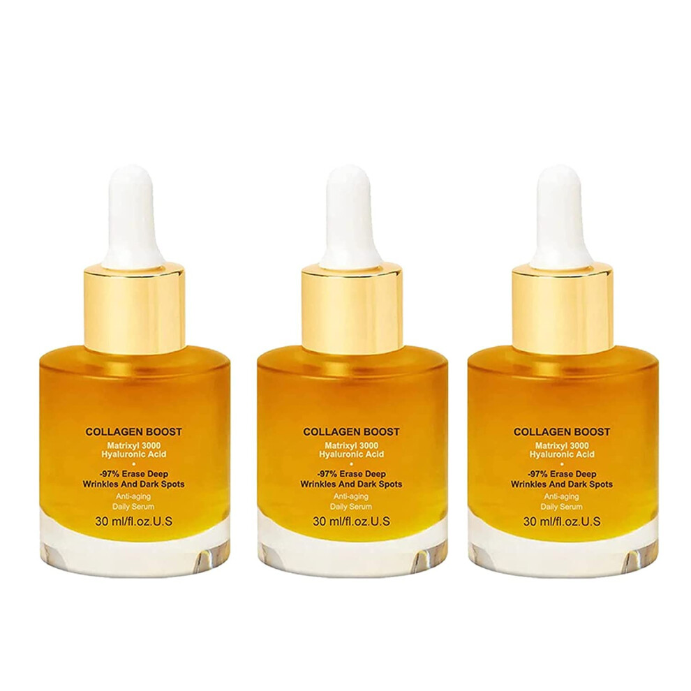 3pcs Advanced Collagen Boost Anti Aging Serum with Hyaluronic Acid and Vitamin C for Hydration and Brightening