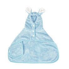 Dog Robe Hooded Bath Towel for Dogs and Cats, Absorbent Grooming Blanket, Shower Coat, Size L, Blue
