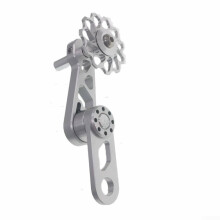 Bicycle Chain Tensioner For Single Speed Bikes Aluminum Alloy SpringAdjusted Floating Pulley System Silver