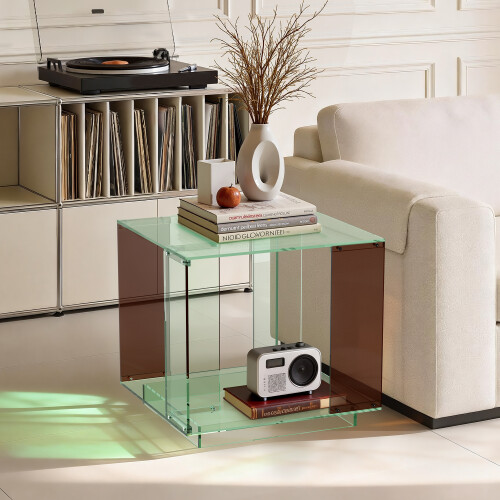 Acrylic Record Player Square Bedside Table 1