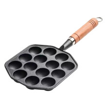 Takoyaki Pan NonStick 14 Hole Cast Iron Octopus Ball Maker with HeatResistant Handle for Home Cooking