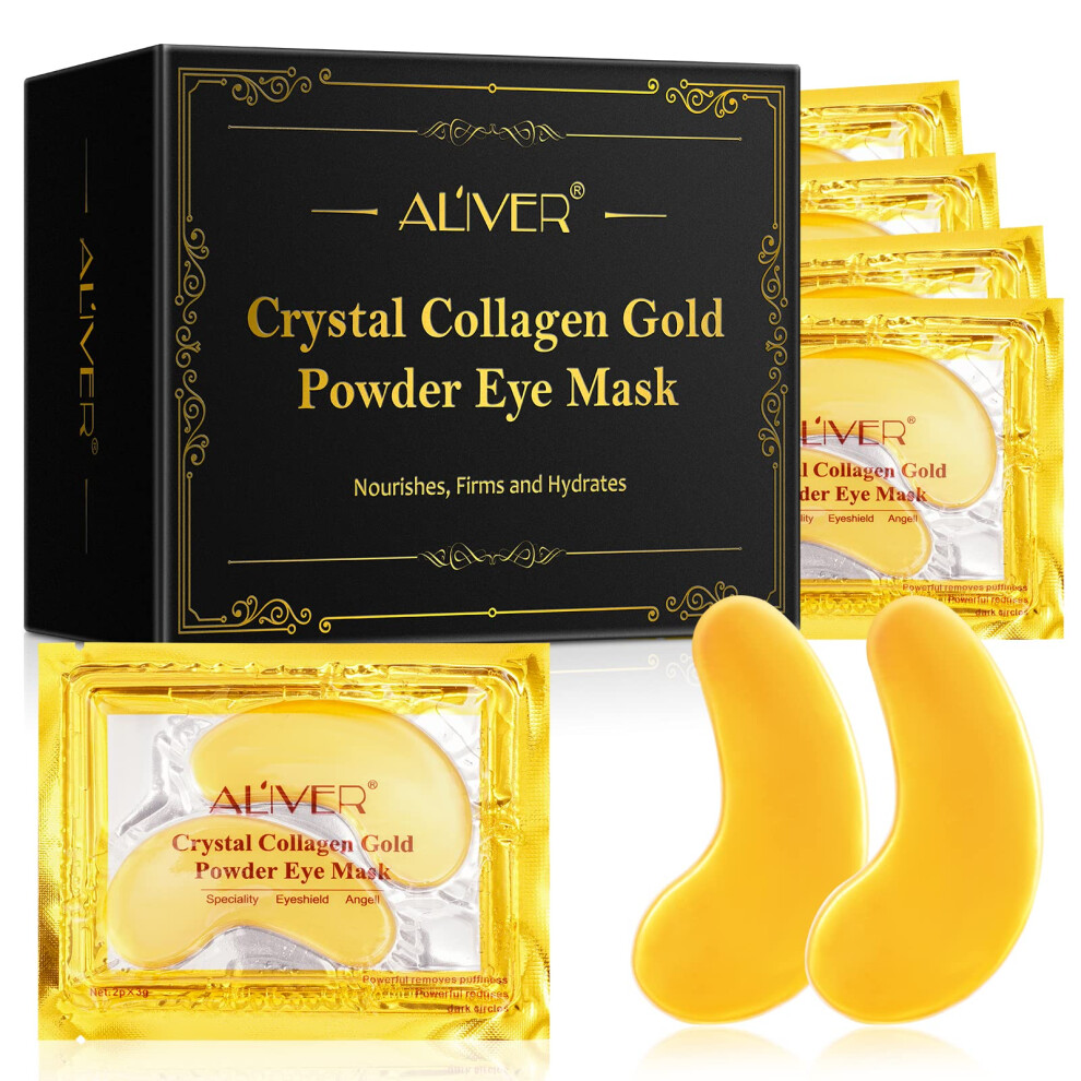 Gold/Dark 25 Pairs Collagen Under Eye Masks For Circles Puffiness Wrinkles Cooling Antiaging